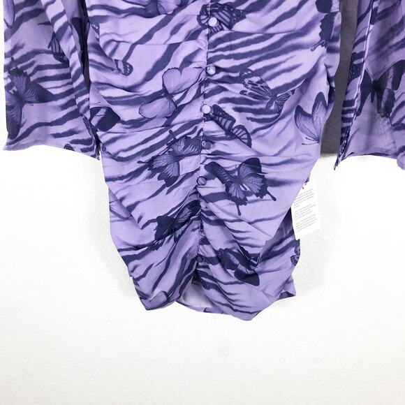NWT ASOS Design Keyhole Purple Butterfly Print Mini Dress Size 10 Buttons Y2K - Picture 10 of 12
